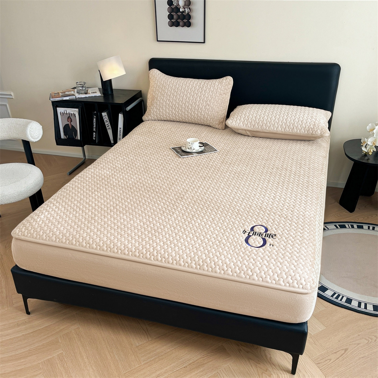 91家纺网 家纺一手货源 找家纺 居眠 2025新款绒-时安-牛奶绒夹棉床笠 绒-时安-卡