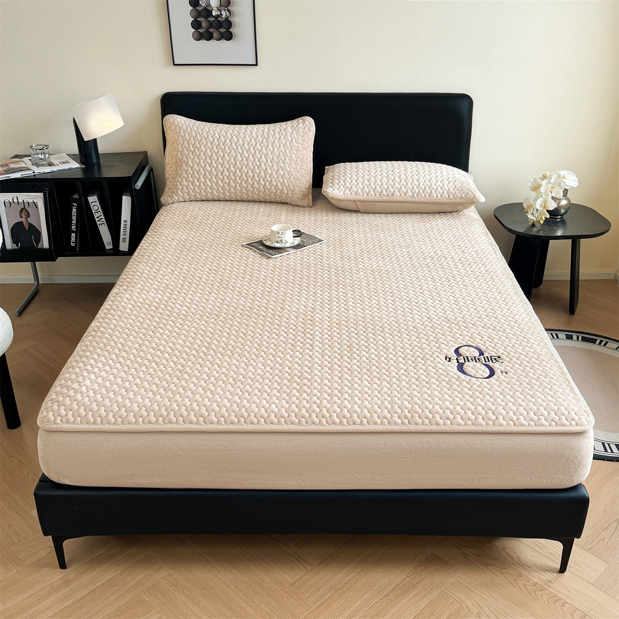 91家纺网 家纺一手货源 找家纺 居眠 2025新款绒-时安-牛奶绒夹棉床笠 绒-时安-卡