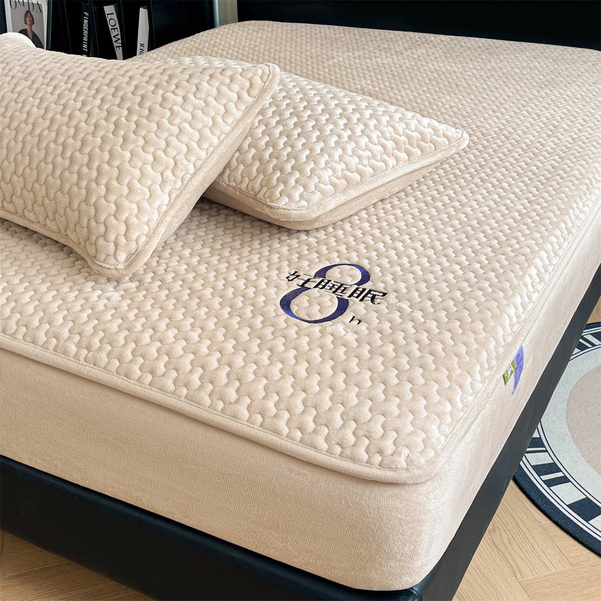 91家纺网 家纺一手货源 找家纺 居眠 2025新款绒-时安-牛奶绒夹棉床笠 绒-时安-卡