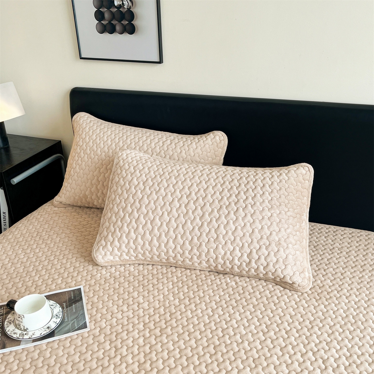 91家纺网 家纺一手货源 找家纺 居眠 2025新款绒-时安-牛奶绒夹棉床笠 绒-时安-卡