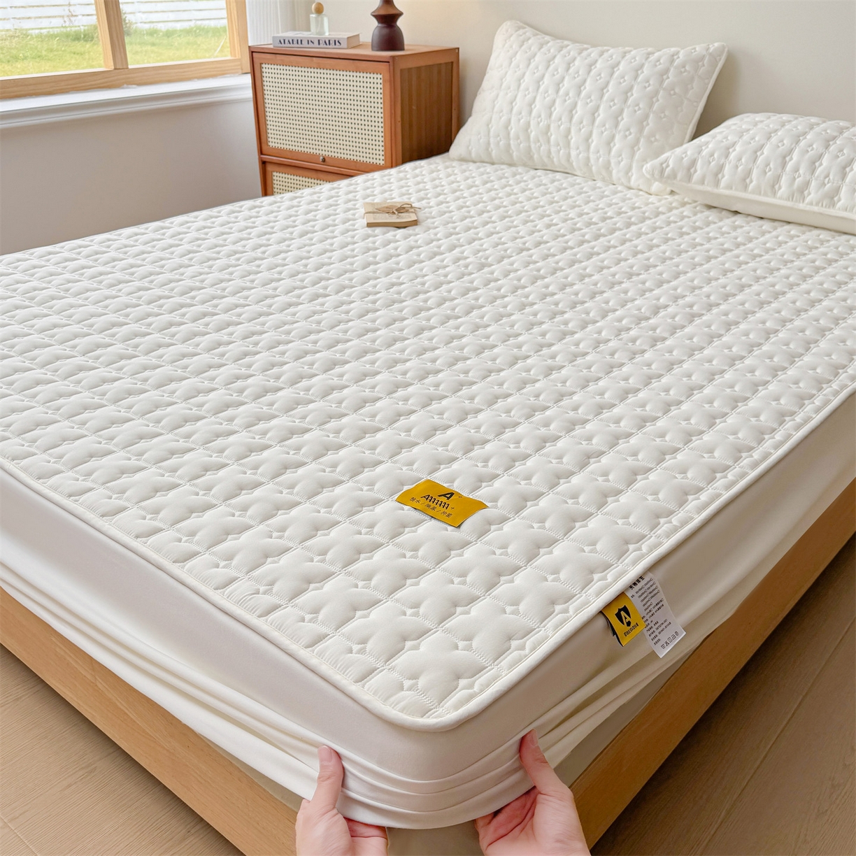 91家纺网 家纺一手货源 找家纺 （总）居眠 2025新款星禾-防水夹棉棉花床笠