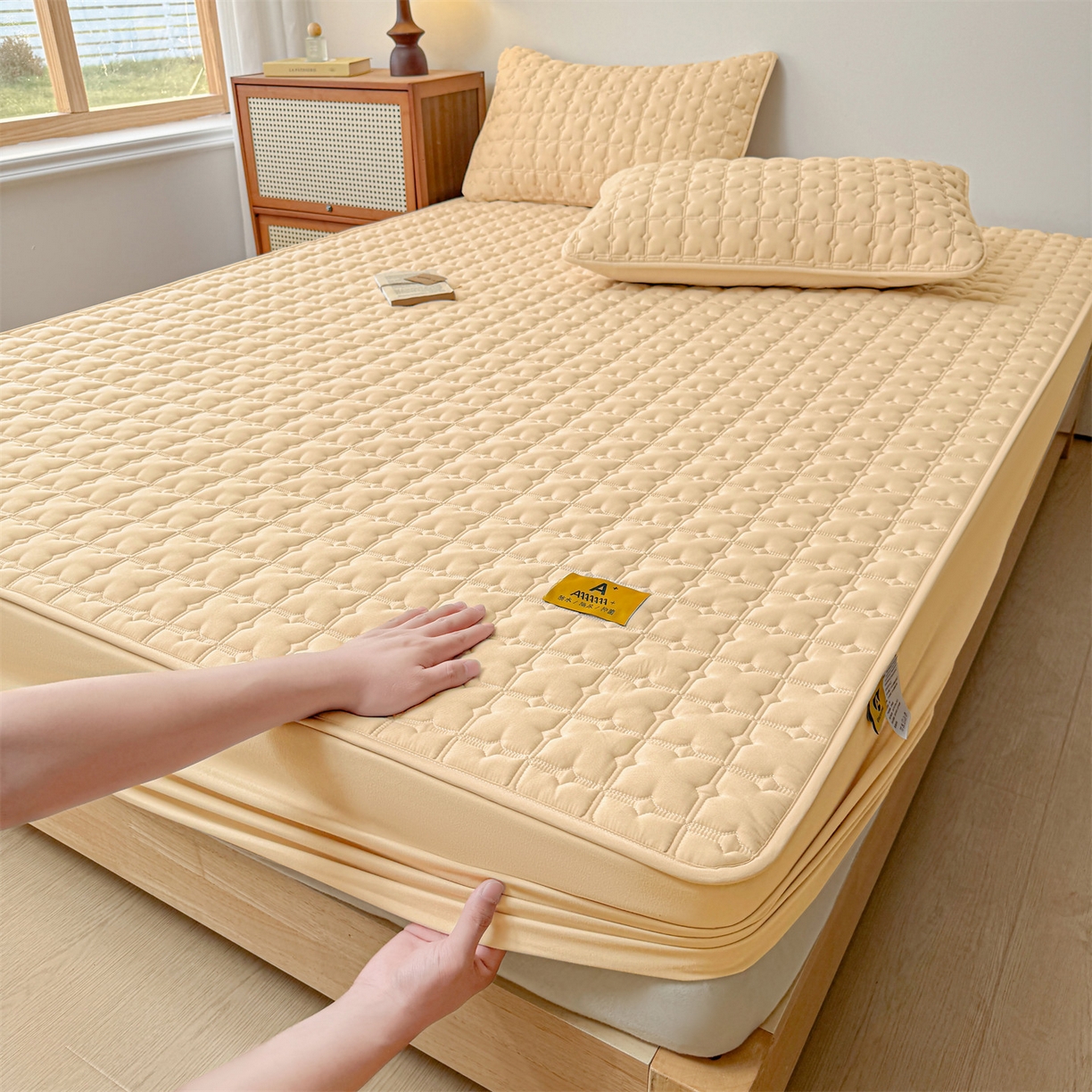 91家纺网 家纺一手货源 找家纺 居眠 2025新款星禾-防水夹棉棉花床笠 星禾-卡