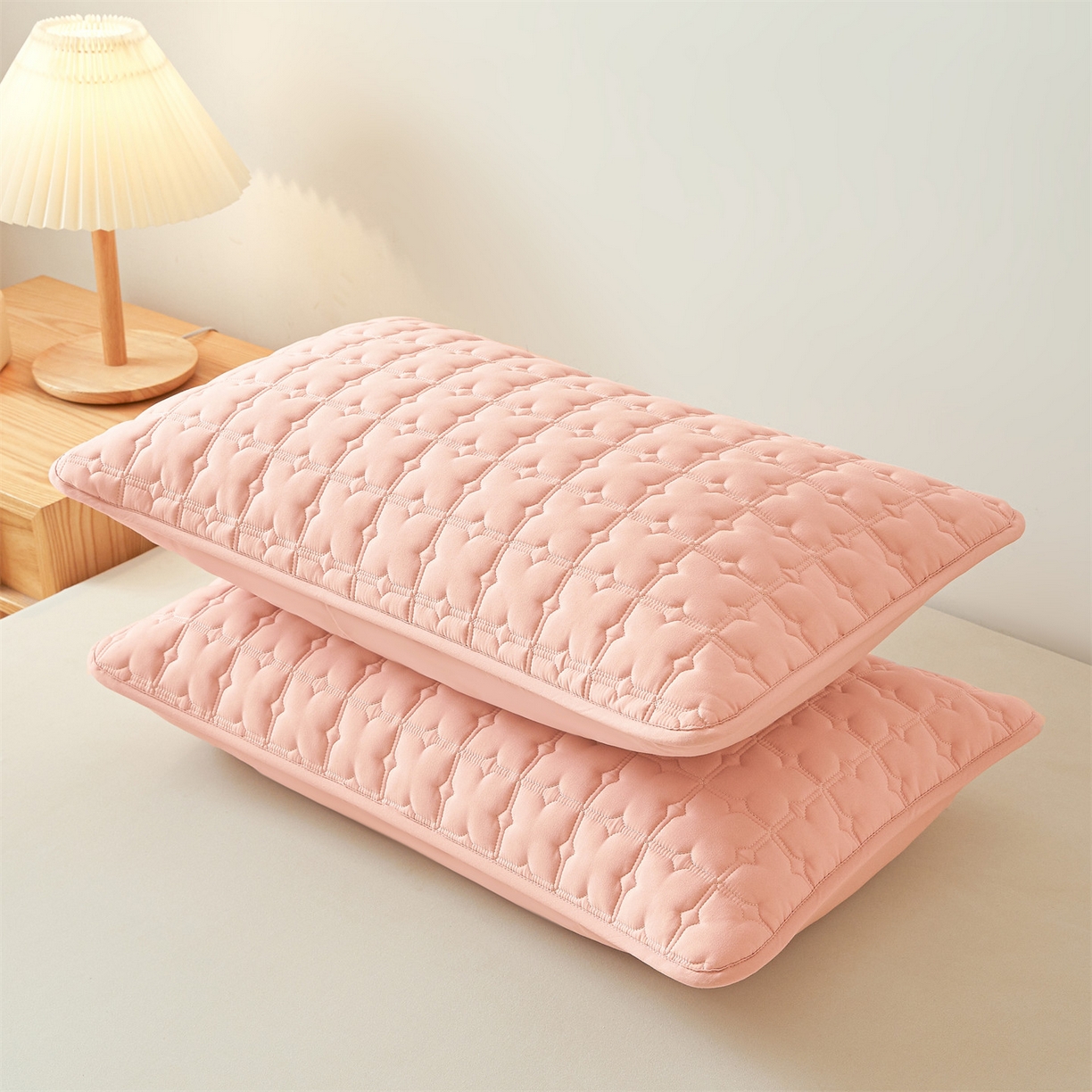 91家纺网 家纺一手货源 找家纺 居眠 2025新款星禾-防水枕套 星禾-粉