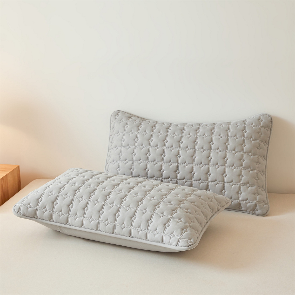 91家纺网 家纺一手货源 找家纺 居眠 2025新款星禾-防水枕套 星禾-灰