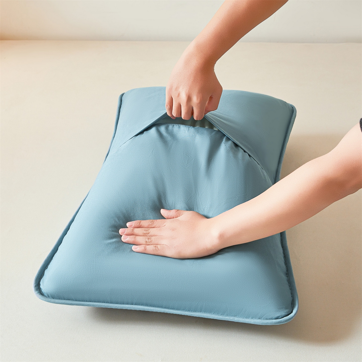 91家纺网 家纺一手货源 找家纺 居眠 2025新款星禾-防水枕套 星禾-蓝