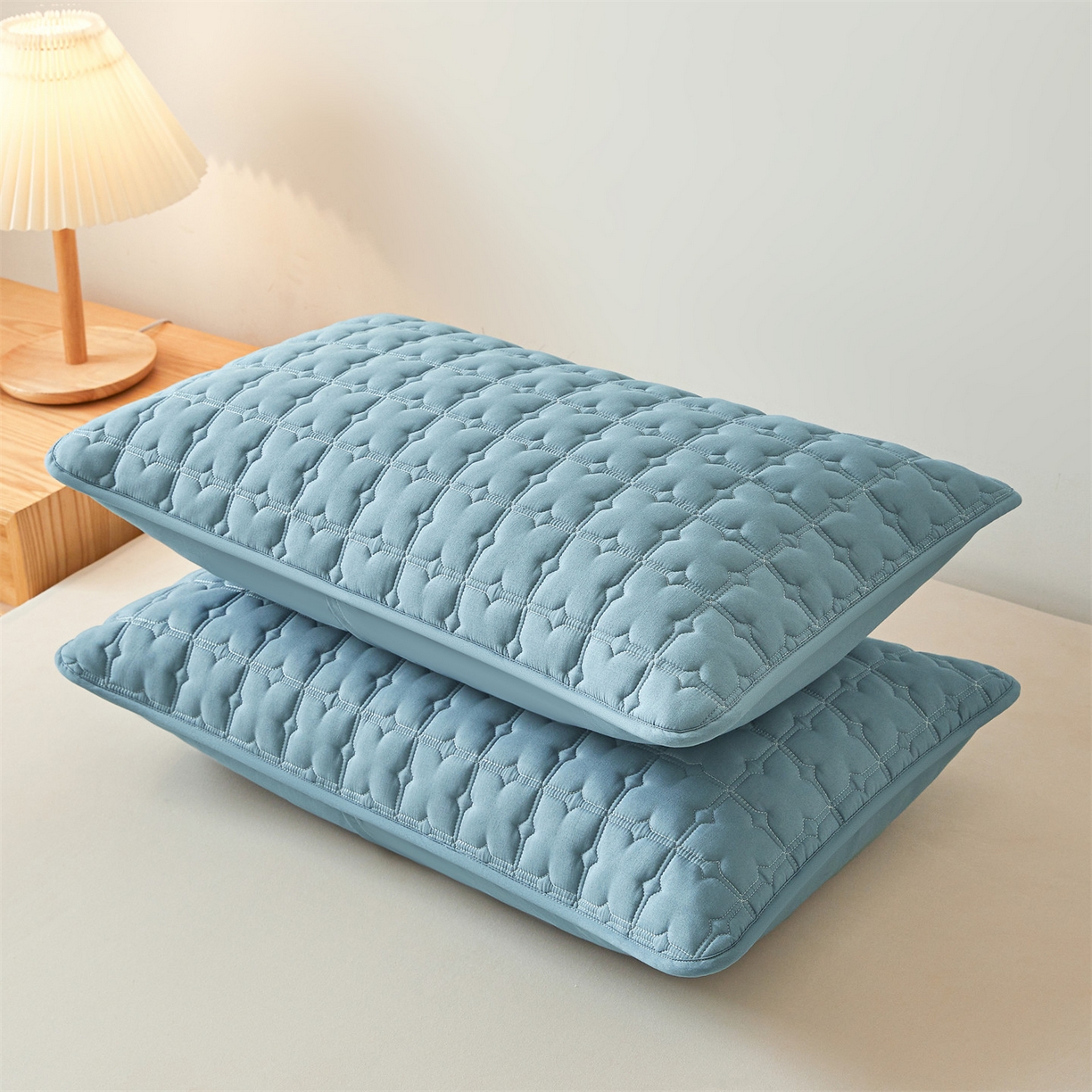 91家纺网 家纺一手货源 找家纺 居眠 2025新款星禾-防水枕套 星禾-蓝