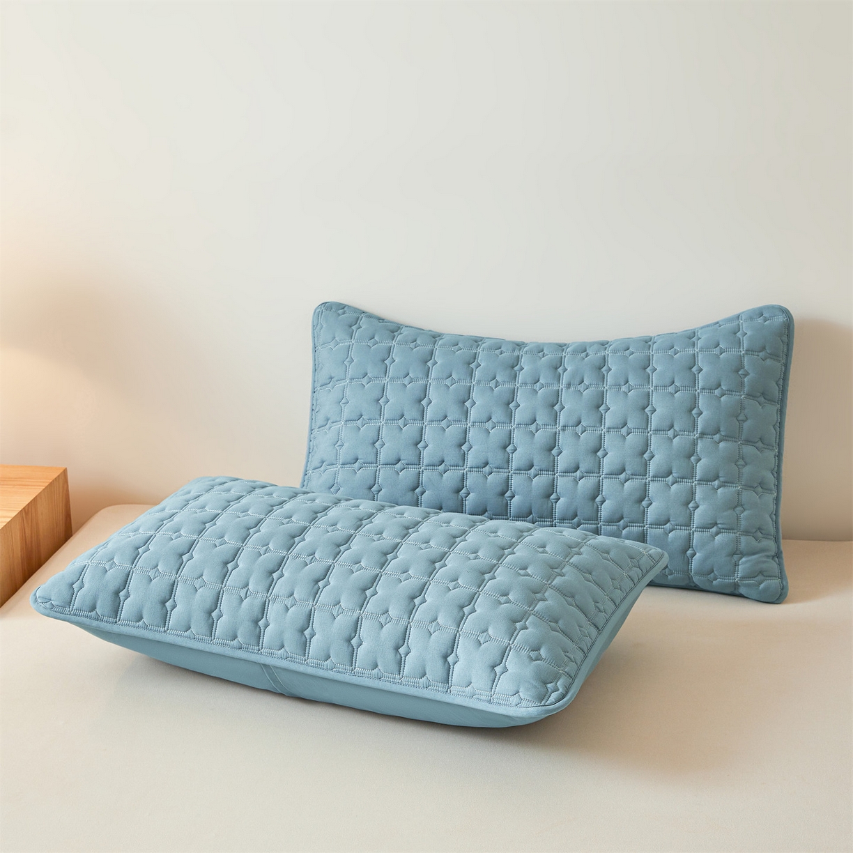 91家纺网 家纺一手货源 找家纺 居眠 2025新款星禾-防水枕套 星禾-蓝