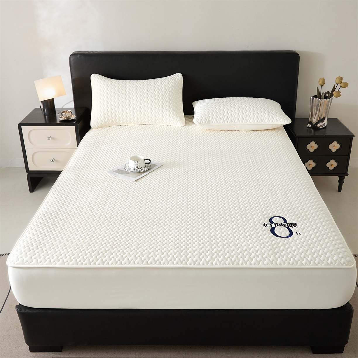 91家纺网 家纺一手货源 找家纺 居眠 2025新款织梦-棉花防水床笠 织梦-白