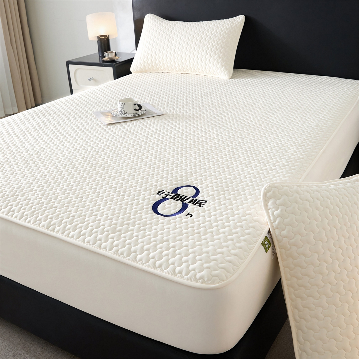 91家纺网 家纺一手货源 找家纺 居眠 2025新款织梦-棉花防水床笠 织梦-白