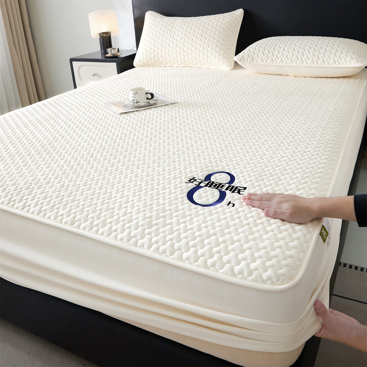 91家纺网 家纺一手货源 找家纺 居眠 2025新款织梦-棉花防水床笠 织梦-白