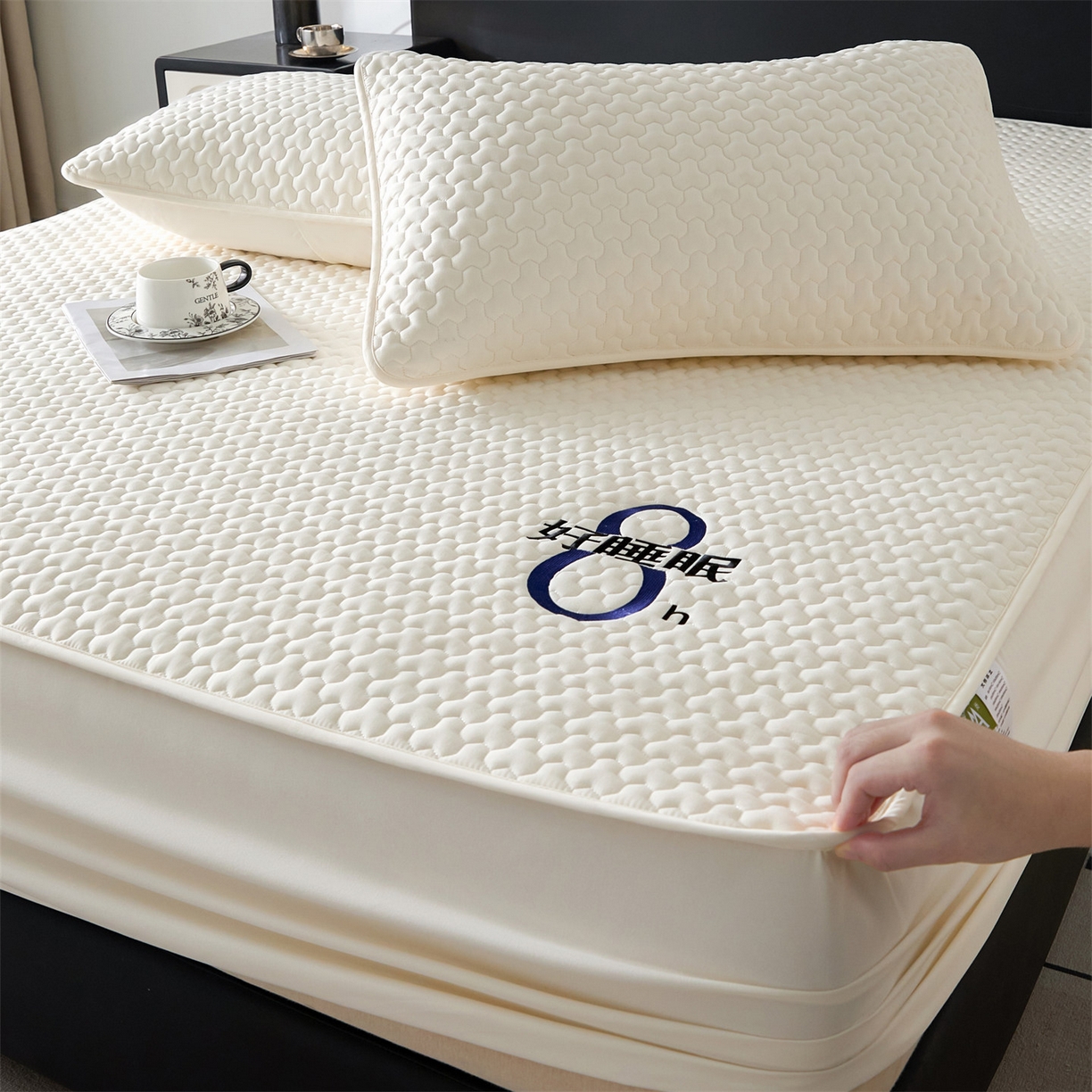 91家纺网 家纺一手货源 找家纺 居眠 2025新款织梦-棉花防水床笠 织梦-白