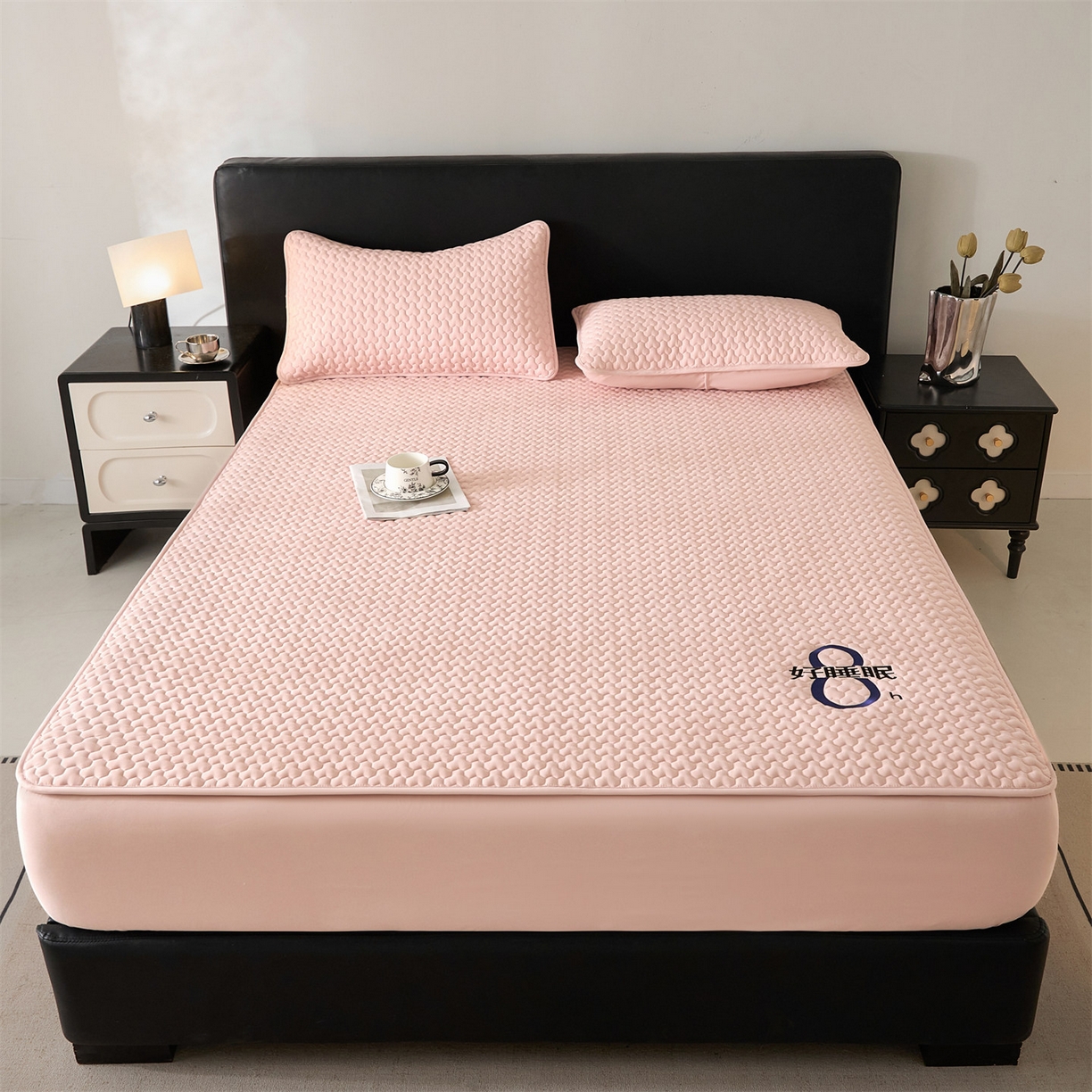 91家纺网 家纺一手货源 找家纺 居眠 2025新款织梦-棉花防水床笠 织梦-粉