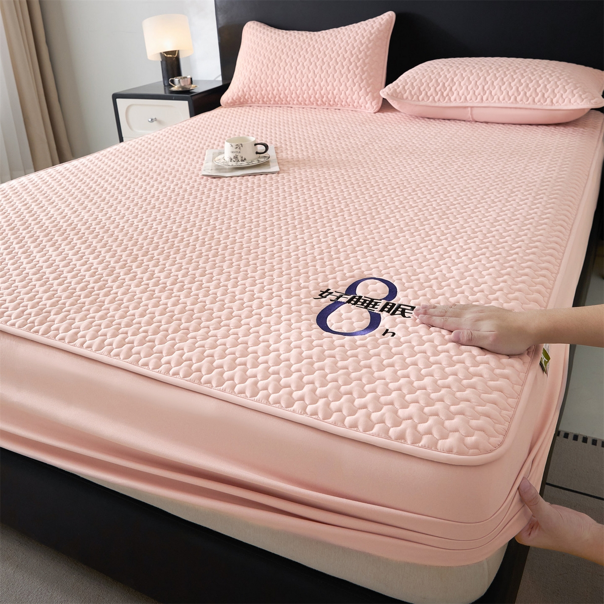 91家纺网 家纺一手货源 找家纺 居眠 2025新款织梦-棉花防水床笠 织梦-粉