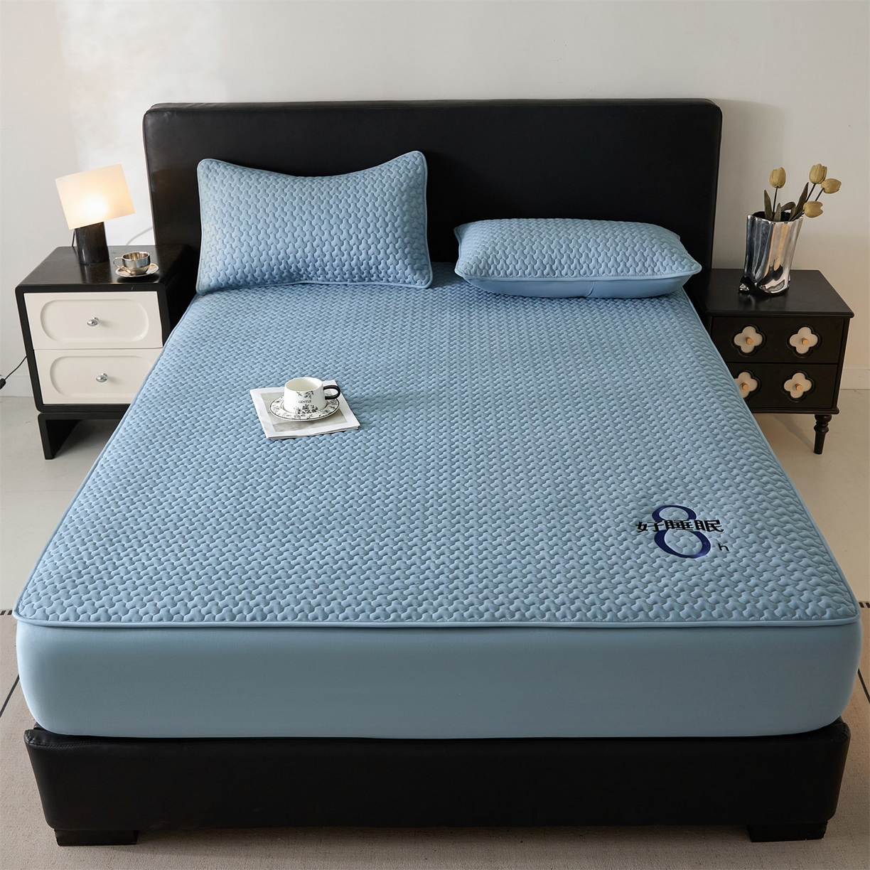 91家纺网 家纺一手货源 找家纺 居眠 2025新款织梦-棉花防水床笠 织梦-蓝