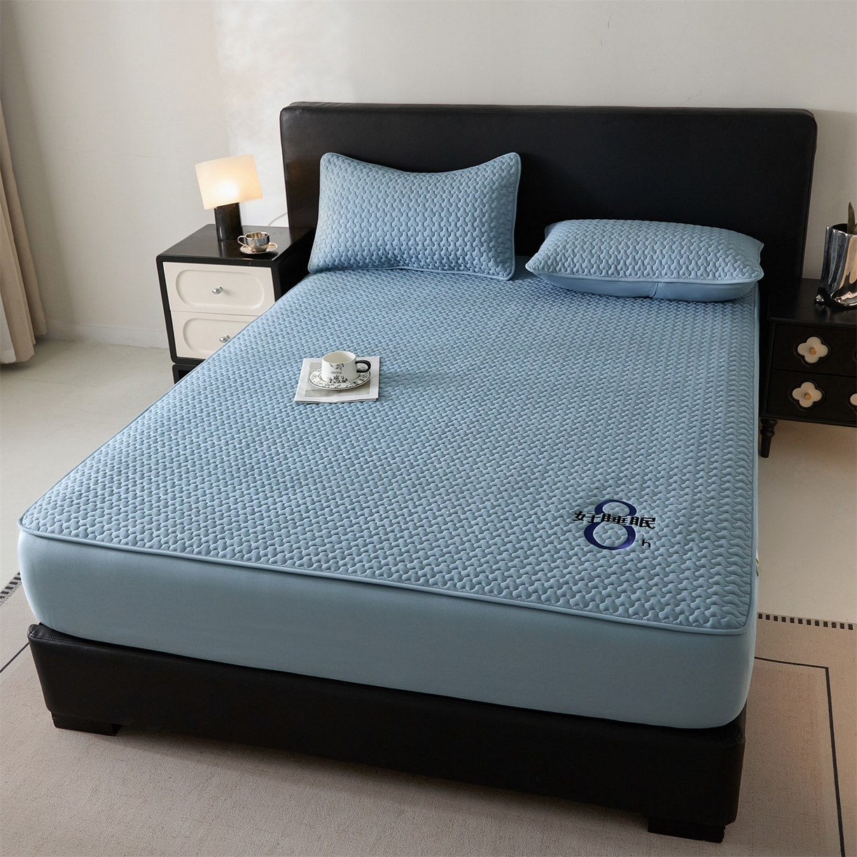 91家纺网 家纺一手货源 找家纺 居眠 2025新款织梦-棉花防水床笠 织梦-蓝