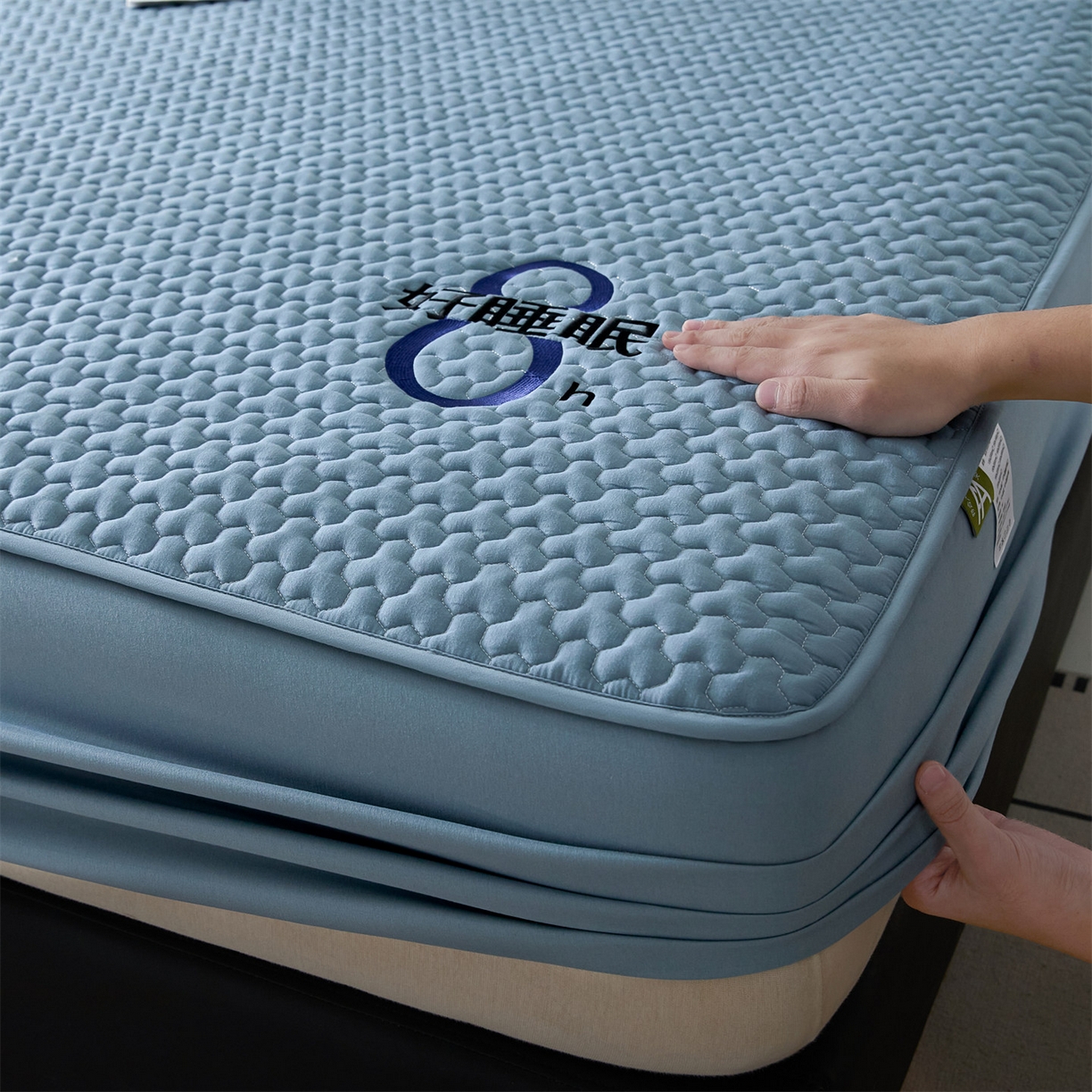 91家纺网 家纺一手货源 找家纺 居眠 2025新款织梦-棉花防水床笠 织梦-蓝