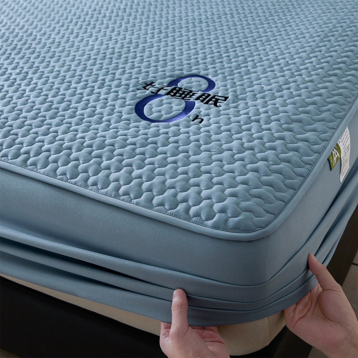 91家纺网 家纺一手货源 找家纺 居眠 2025新款织梦-棉花防水床笠 织梦-蓝