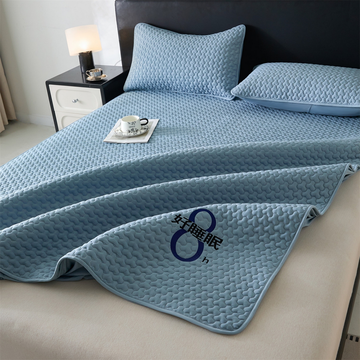 91家纺网 家纺一手货源 找家纺 居眠 2025新款织梦-棉花防水床笠 织梦-蓝