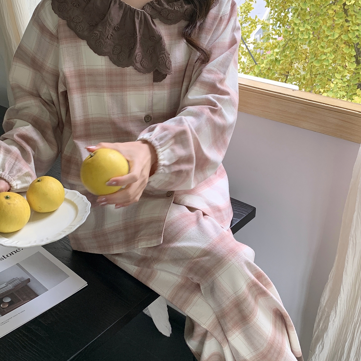 91家纺网 家纺一手货源 找家纺 （总）多乐娜 2025新款纯棉色织法兰绒睡衣家居服双股纱线双面抓剪毛磨毛工艺 (定制定染面料非普货)