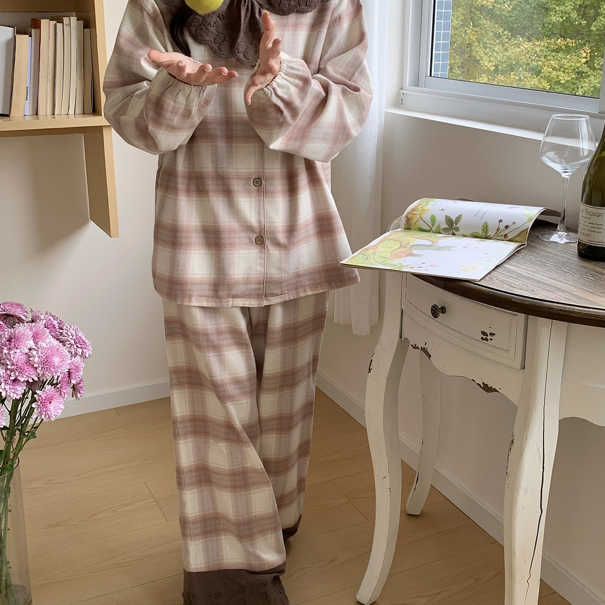 91家纺网 家纺一手货源 找家纺 多乐娜 2025新款纯棉色织法兰绒睡衣家居服双股纱线双面抓剪毛磨毛工艺 (定制定染面料非普货) 柔煦色