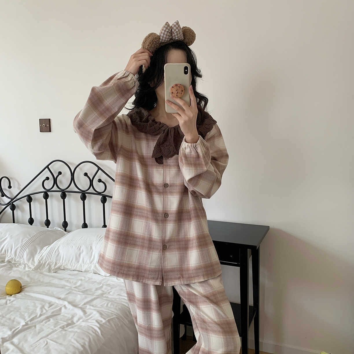 91家纺网 家纺一手货源 找家纺 多乐娜 2025新款纯棉色织法兰绒睡衣家居服双股纱线双面抓剪毛磨毛工艺 (定制定染面料非普货) 柔煦色