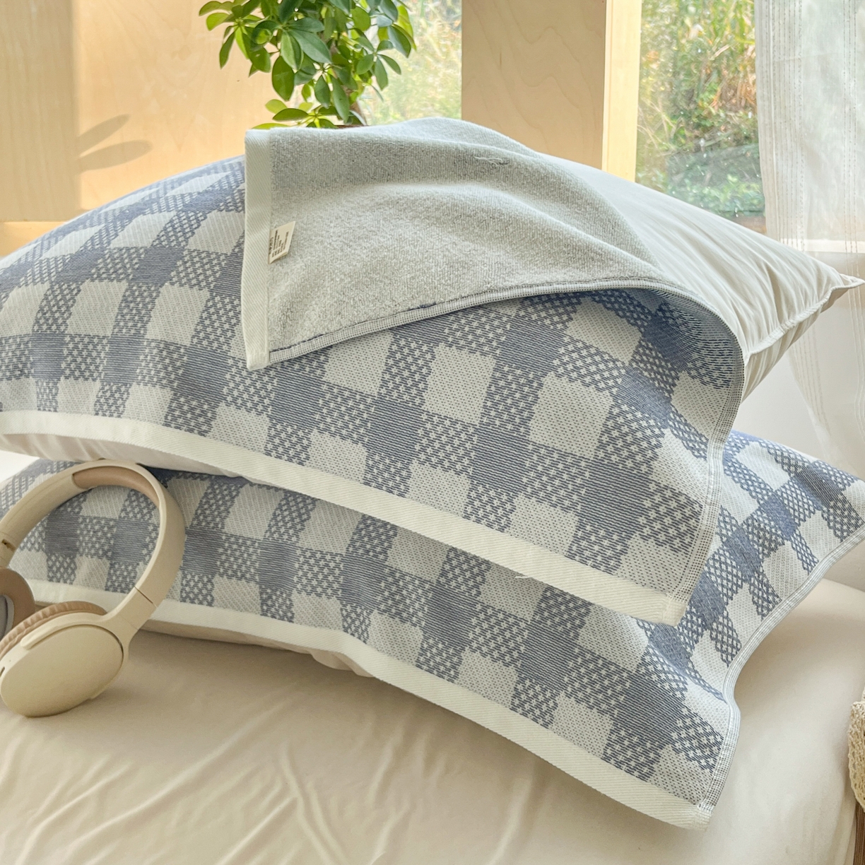 91家纺网 家纺一手货源 找家纺 （总）美宜家 2025新品全棉枕巾简约无印双人单人织边里外棉枕巾