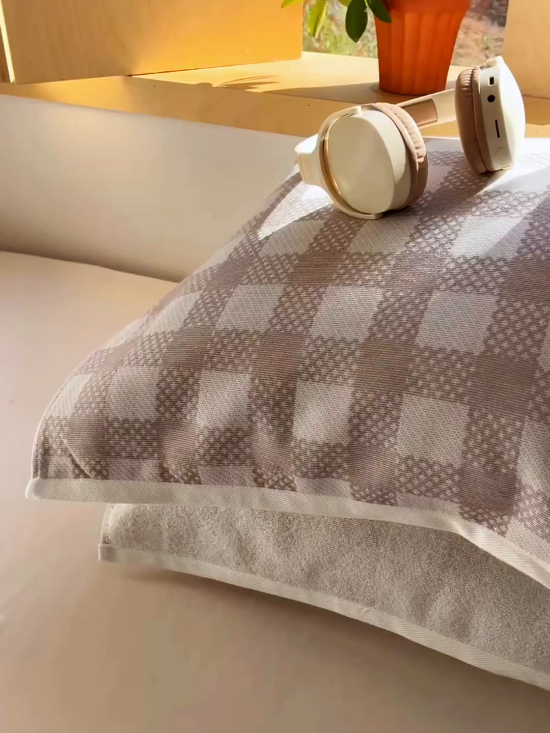 91家纺网 家纺一手货源 找家纺 美宜家 2025新品全棉枕巾简约无印双人单人织边里外棉枕巾 念想-灰 48*74cm一对