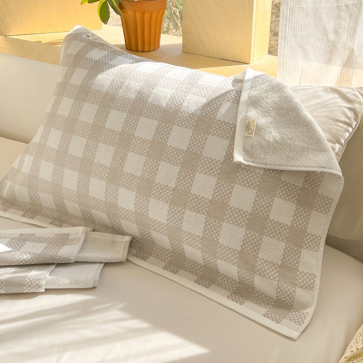 91家纺网 家纺一手货源 找家纺 美宜家 2025新品全棉枕巾简约无印双人单人织边里外棉枕巾 念想-灰 48*74cm一只