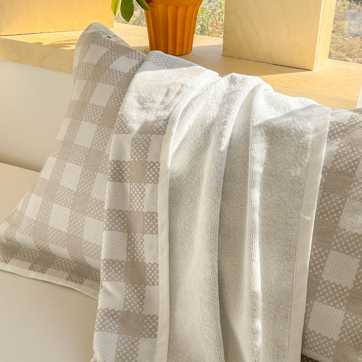 91家纺网 家纺一手货源 找家纺 美宜家 2025新品全棉枕巾简约无印双人单人织边里外棉枕巾 念想-灰 48*74cm一只