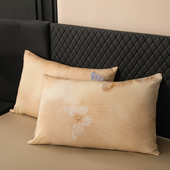 91家纺网 家纺一手货源 找家纺 优姿家纺 2026新款60支全棉贡缎数码印花四件套 蝶恋