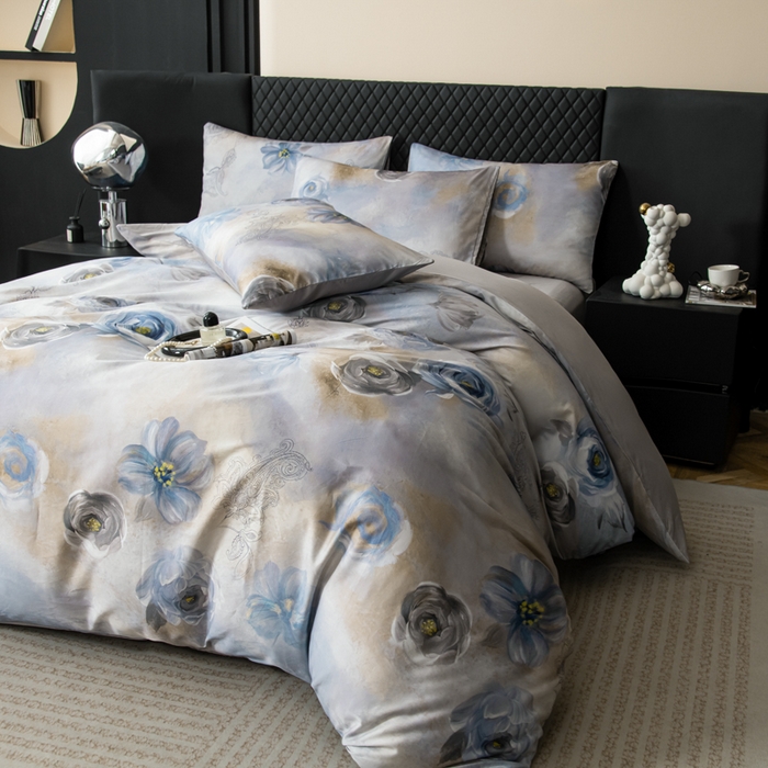 91家纺网 家纺一手货源 找家纺 优姿家纺 2026新款60支全棉贡缎数码印花四件套 瑞贝卡