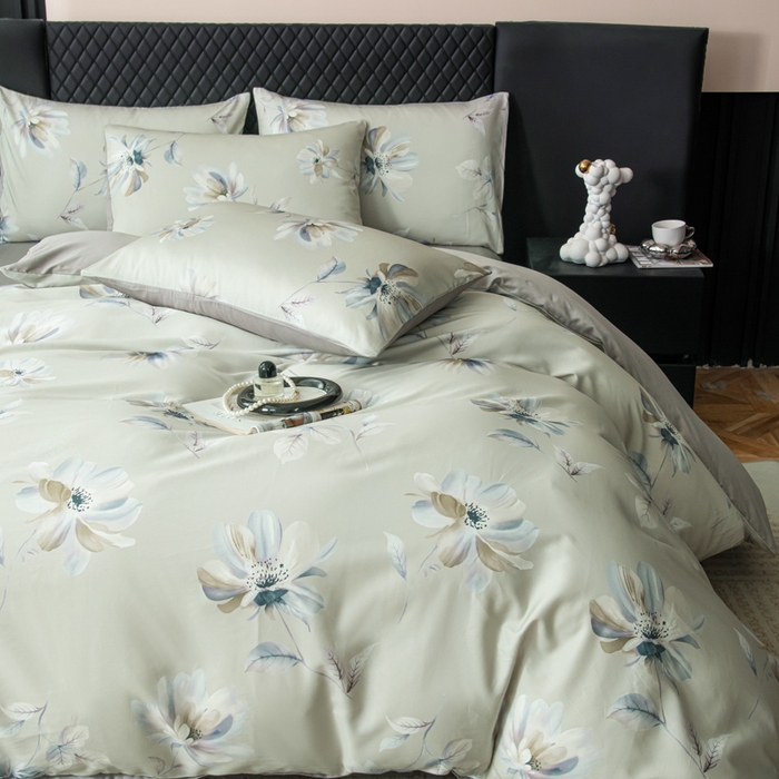 91家纺网 家纺一手货源 找家纺 优姿家纺 2026新款60支全棉贡缎数码印花四件套 香榭丽舍