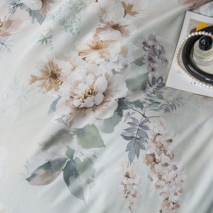 91家纺网 家纺一手货源 找家纺 优姿家纺 2026新款60支全棉贡缎数码印花四件套 绚雅