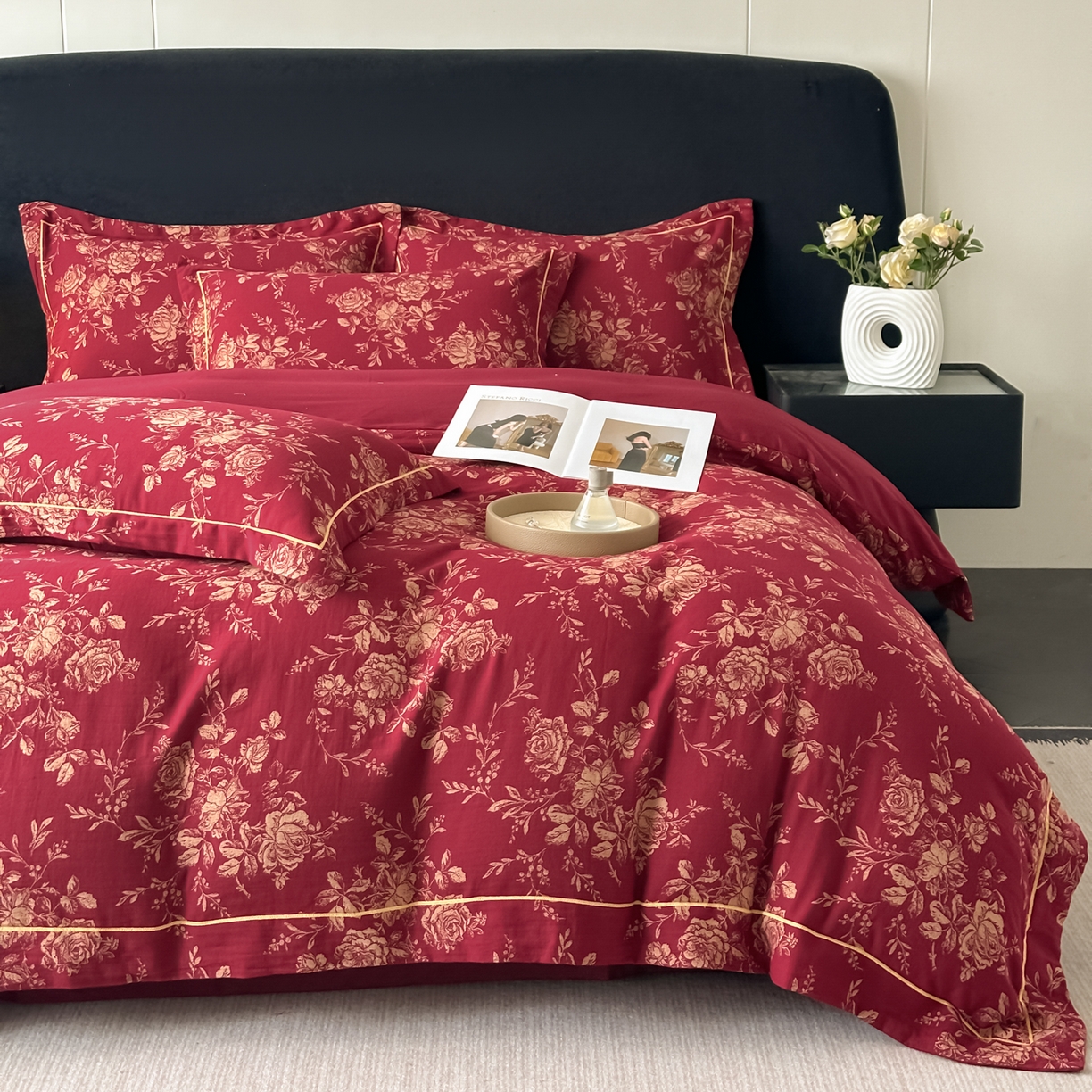 91家纺网 家纺一手货源 找家纺 （总）金丝鸟家纺 2025新款全棉纯棉色织提花婚庆四件套