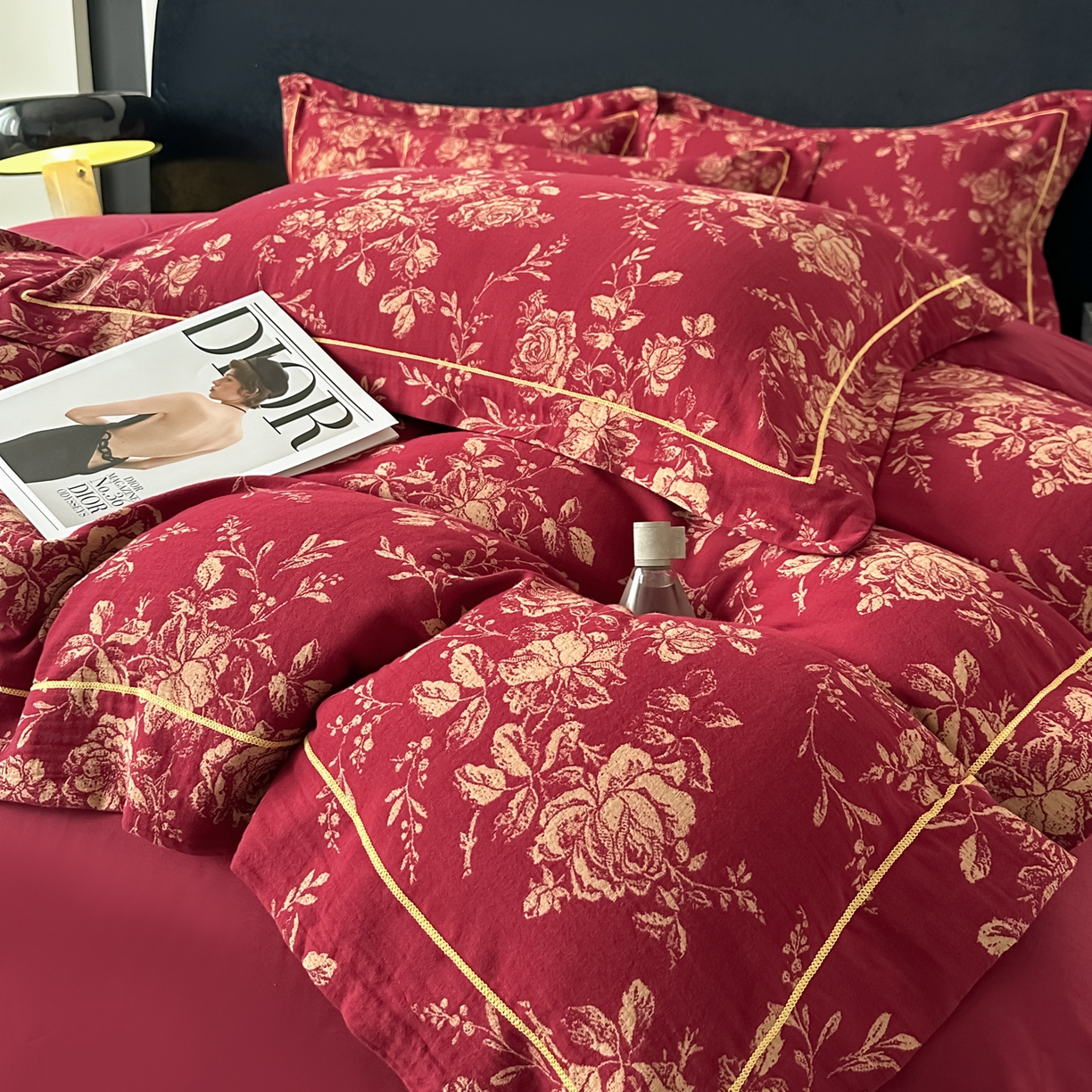 91家纺网 家纺一手货源 找家纺 （总）金丝鸟家纺 2025新款全棉纯棉色织提花婚庆四件套