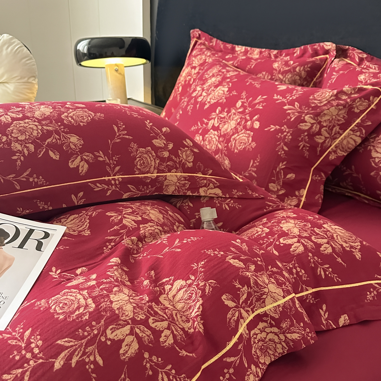 91家纺网 家纺一手货源 找家纺 （总）金丝鸟家纺 2025新款全棉纯棉色织提花婚庆四件套