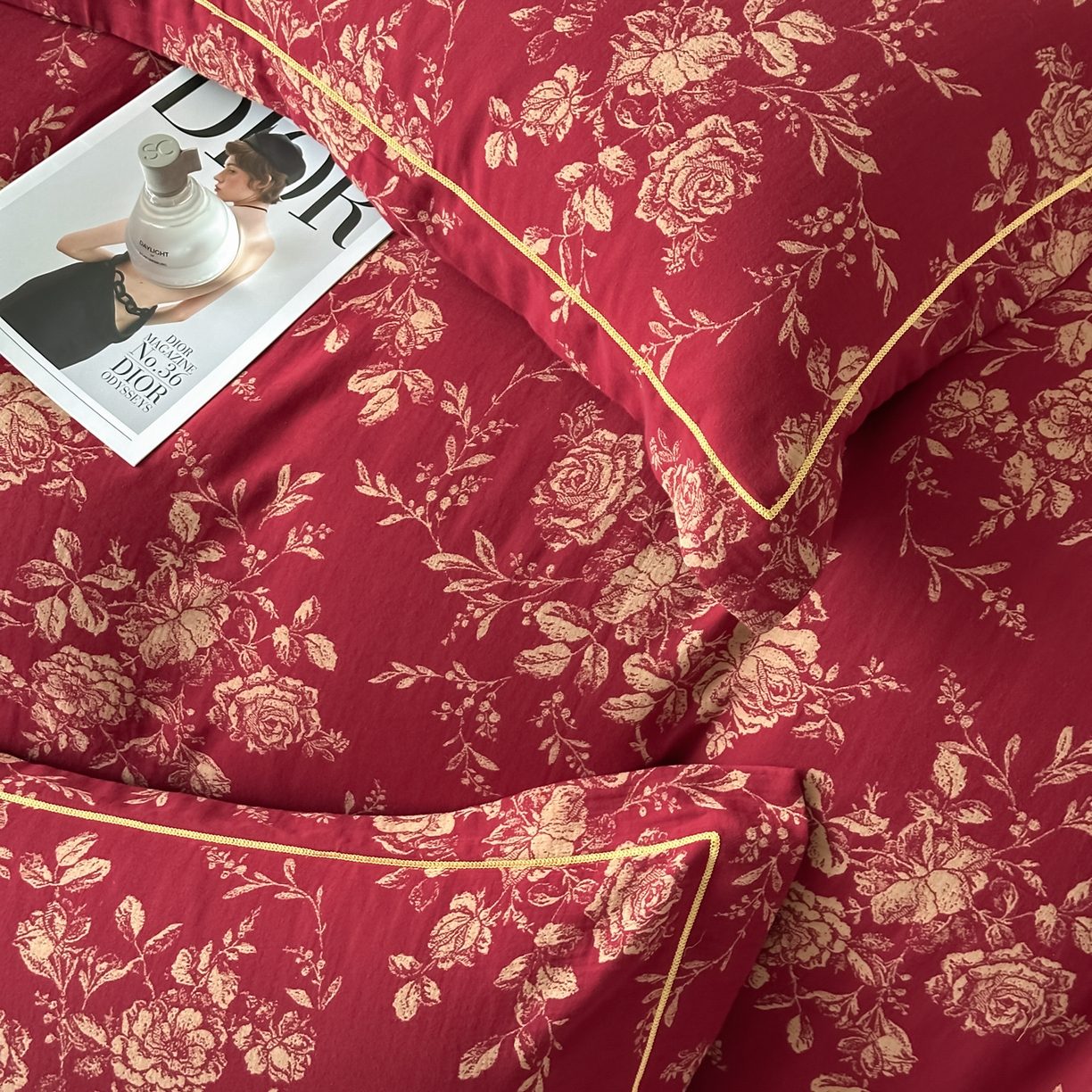 91家纺网 家纺一手货源 找家纺 （总）金丝鸟家纺 2025新款全棉纯棉色织提花婚庆四件套