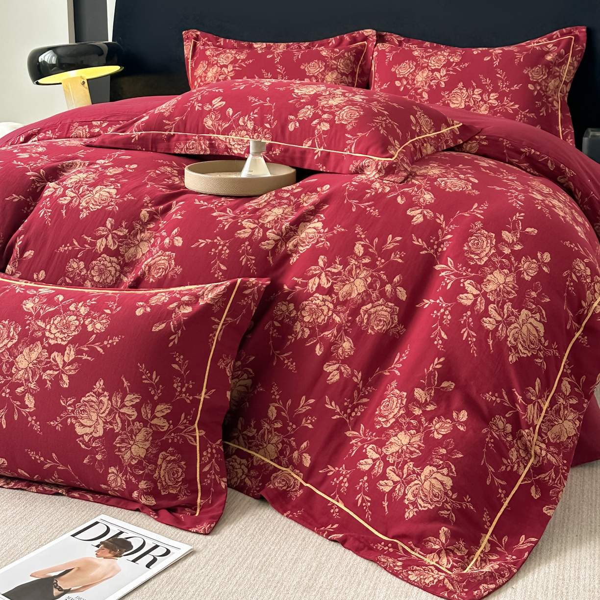 91家纺网 家纺一手货源 找家纺 （总）金丝鸟家纺 2025新款全棉纯棉色织提花婚庆四件套