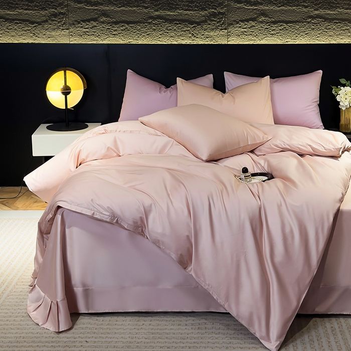 91家纺网 家纺一手货源 找家纺 优姿家纺 2026新款60长绒棉贡缎纯色系列四件套 丹诺玉