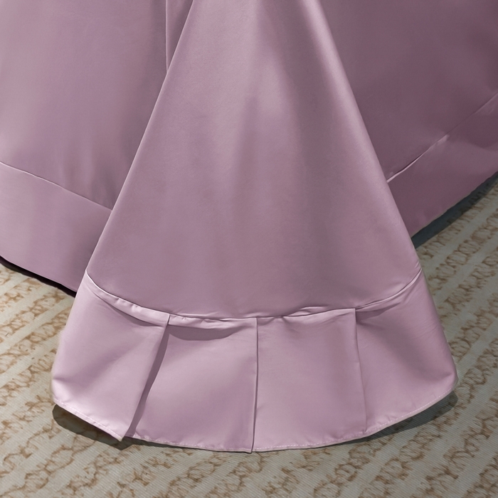 91家纺网 家纺一手货源 找家纺 优姿家纺 2026新款60长绒棉贡缎纯色系列四件套 豆蔻紫