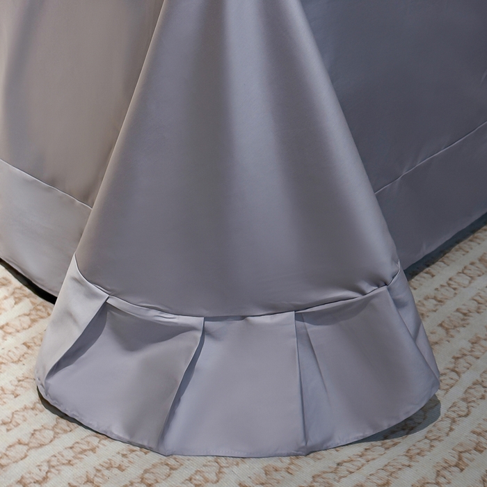 91家纺网 家纺一手货源 找家纺 优姿家纺 2026新款60长绒棉贡缎纯色系列四件套 高级灰