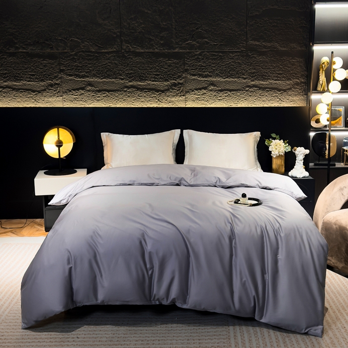 91家纺网 家纺一手货源 找家纺 优姿家纺 2026新款60长绒棉贡缎纯色系列四件套 高级灰