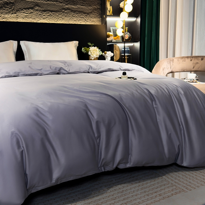 91家纺网 家纺一手货源 找家纺 优姿家纺 2026新款60长绒棉贡缎纯色系列四件套 高级灰