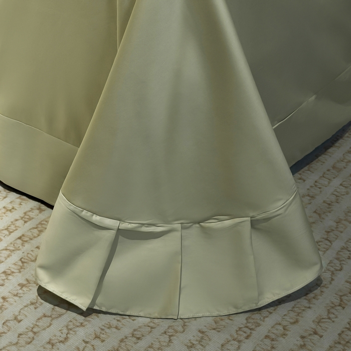 91家纺网 家纺一手货源 找家纺 优姿家纺 2026新款60长绒棉贡缎纯色系列四件套 抹茶绿