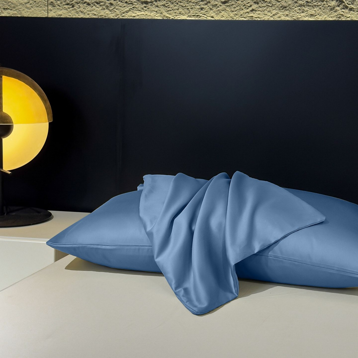 91家纺网 家纺一手货源 找家纺 优姿家纺 2026新款60长绒棉贡缎纯色系列四件套 深海蓝