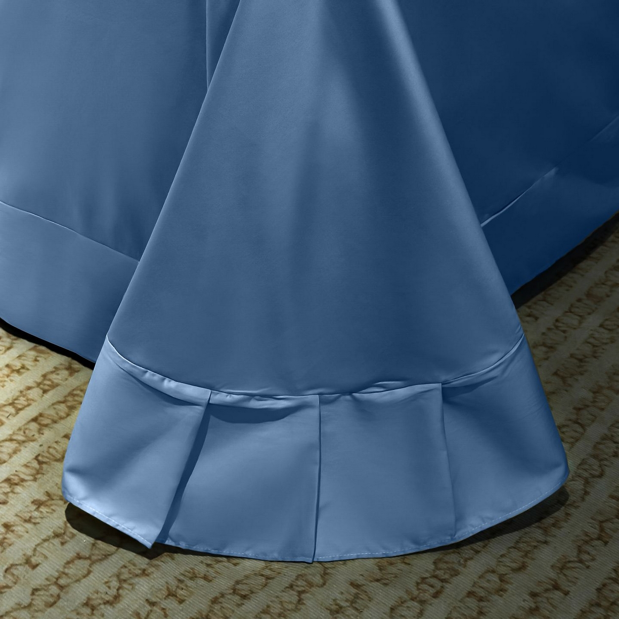 91家纺网 家纺一手货源 找家纺 优姿家纺 2026新款60长绒棉贡缎纯色系列四件套 深海蓝