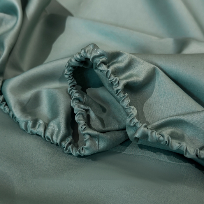 91家纺网 家纺一手货源 找家纺 优姿家纺 2026新款60长绒棉贡缎纯色系列四件套 松石绿