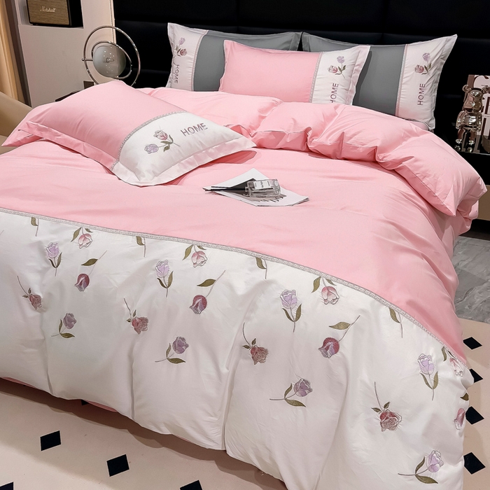 91家纺网 家纺一手货源 找家纺 （总）优姿家纺 2026新款全棉拼接绣花四件套