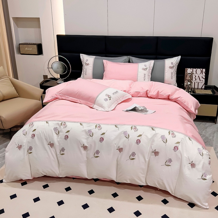 91家纺网 家纺一手货源 找家纺 （总）优姿家纺 2026新款全棉拼接绣花四件套