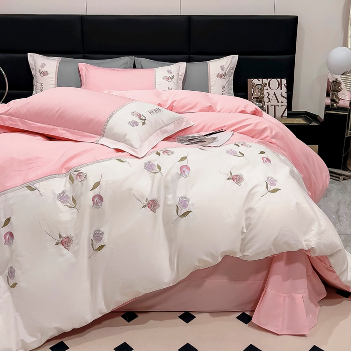 91家纺网 家纺一手货源 找家纺 （总）优姿家纺 2026新款全棉拼接绣花四件套